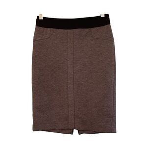 BCBG MaxAzria Pencil Skirt Gray‎ Black Stretch Knit Mini Zipper Detail XS